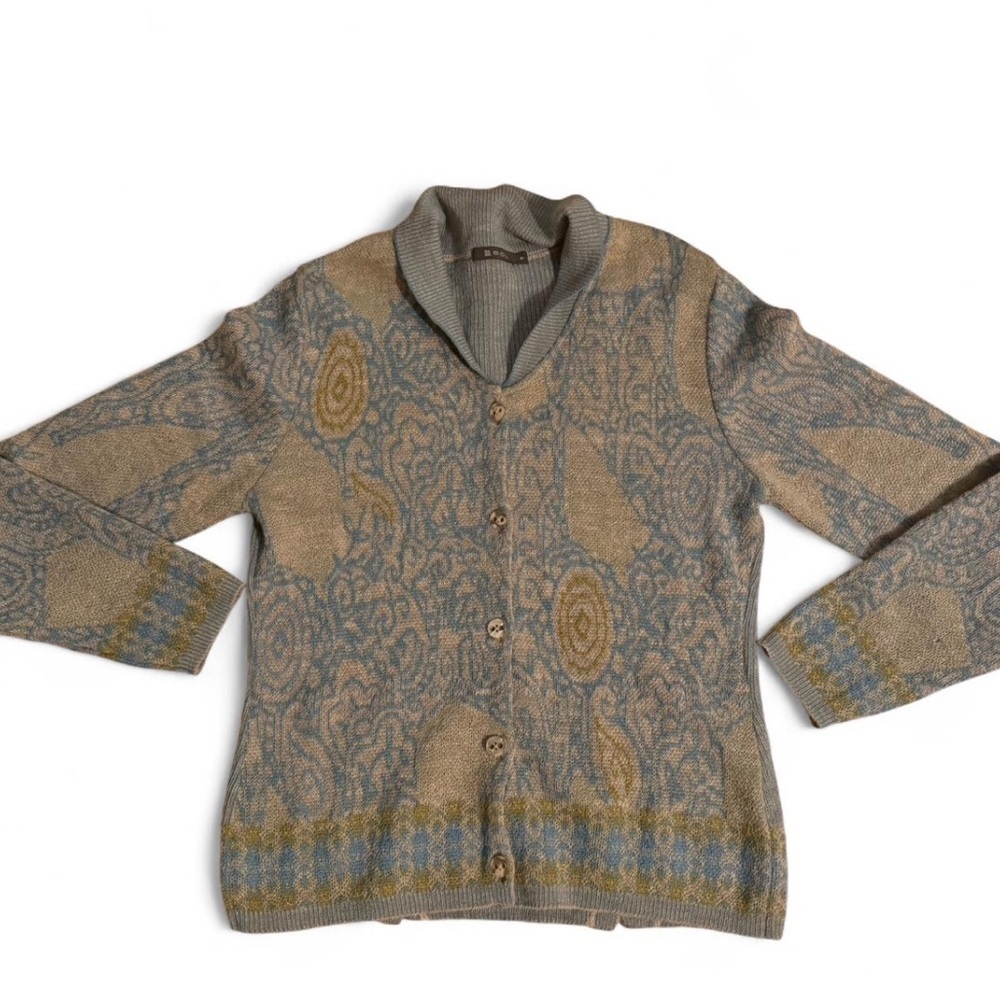 SOL 100% Alpaca Patterned Cardigan Sweater